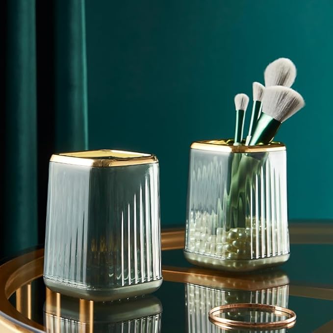 Pen Holder for Desk, Makeup Brushes Cup, Desk Organizer Desktop Supplies and Accessories for Women, Pen Cup Pencil Caddy for Office Home Art Supply (dark green)