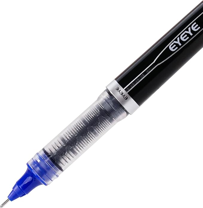 EYEYE Blue Rollerball Pens 0.5mm, 6 Pack Extra Fine Point Liquid Ink Needle Tip Pen Quick Dry, Pen Fine Point Smooth Writing Pens for Journaling, Note Taking, Office, School Supplies