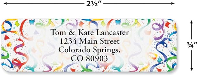 Colorful Images Birthday Surprise Rolled Personalized Return Address Mailing Labels with Dispenser, Customize with Name & Shipping Address, 125 ¾” x 2½” Self Adhesive, Easy Peel Label Roll