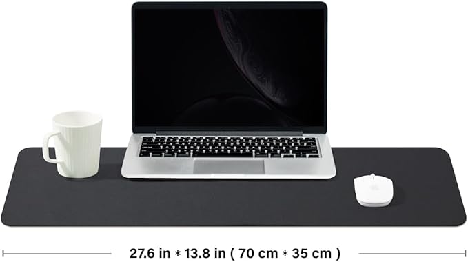 Leather Desk Mat - Non-Slip PU Desk Pad for Office and Home - Desk Organization and Accessories - Ideal for Large Mouse Pad and Desk Mats on Top of Desks (Black,27.6"x 13.8")