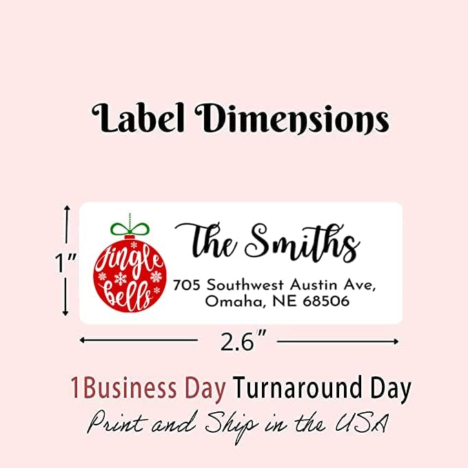 Personalized Christmas Return Address Labels - Custom Holiday Return Address Labels, Set of 120 Self Adhesive Mailing Rectangle Personalized Name Stickers (Pattern 3)