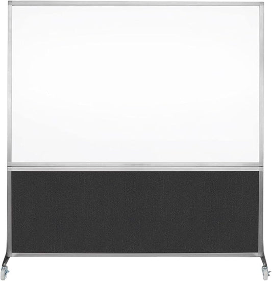 DivideWrite Mobile Whiteboard | Double Sided Dry Erase Board | Portable Office Cubicle Partition | Display for Classrooms, Conference Rooms, Meeting Areas and More | Black Fabric 6' Wide X 6' Tall