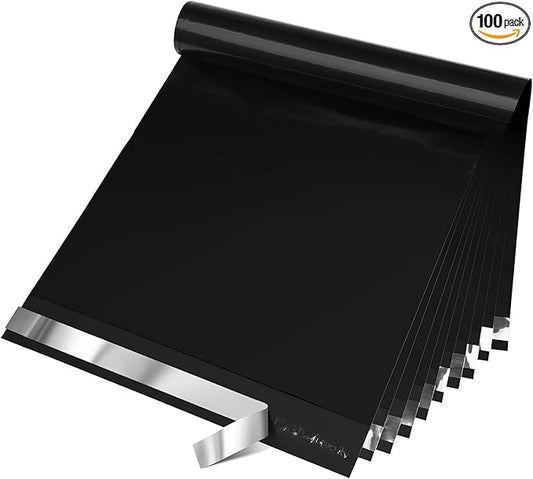 Metronic Poly Mailers 12x15.5 Envelope Mailers 100pack Shipping Bags with Self Adhesive Waterproof and Tear-Proof Postal Bags in Black