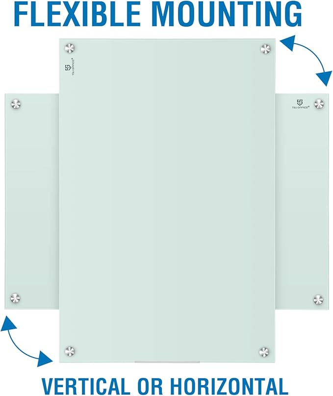 TSJ OFFICE Glass Dry-Erase Board - 36 x 24 Inches Wall Mounted Whiteboard with Magnetism, Large Frameless Glass White Board for Office, Home & School