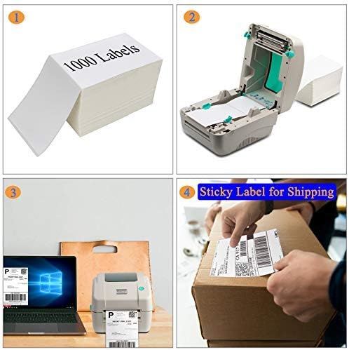 OausTect 4x6 Shipping Label 16000 Fanfold Labels for Rollo, Zebra Direct Thermal Printer, with Perforations - 16 Stack (16 Stack/16000 Labels)