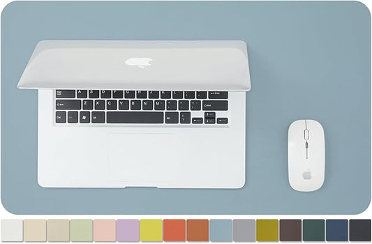 Leather Desk Mat - Small Non-Slip PU Desk Pad for Office and Home - Desk Organization and Accessories - Ideal for Large Mouse Pad and Small Desk Mats on Top of Desks (Light Blue,23.6"x 13.8")