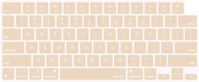 MOSISO Keyboard Cover Skin Compatible with MacBook Air 15 inch M3 A3114 M2 A2941/Air 13.6 A3113 A2681/Pro 14/16 M4 M3 M2 M1, Apricot