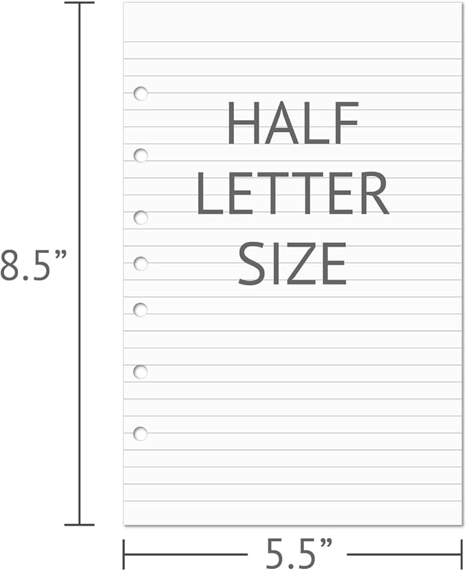 Lind Filler Paper for 3-Ring or 7-Ring Mini Binders 5.5"x8.5", 300 Sheets, 7-Hole, White