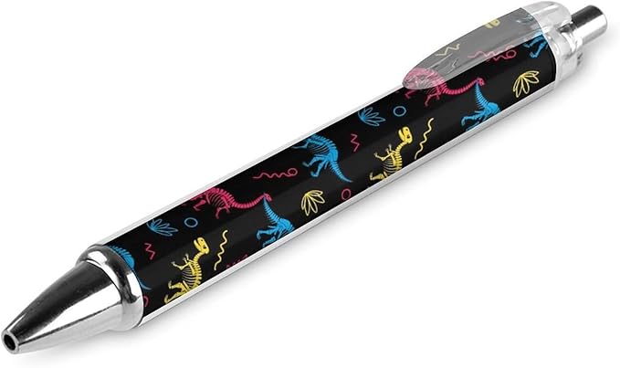 Men Women Cute Ballpoint Pens, Retractable Pen with Black Ink, Dinosaurs Skeletons Colorful Print Writing Pens for Home Office Supplies, 0.5 mm, Pack of 2
