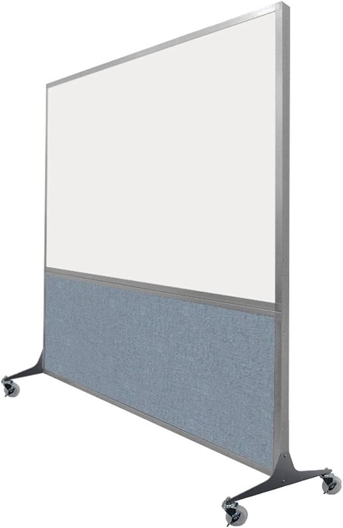DivideWrite Mobile Whiteboard | Double Sided Dry Erase Board | Portable Office Cubicle Partition | Display for Classrooms, Conference Rooms, Meeting Areas and More | Cloud Gray 6' Wide X 6' Tall