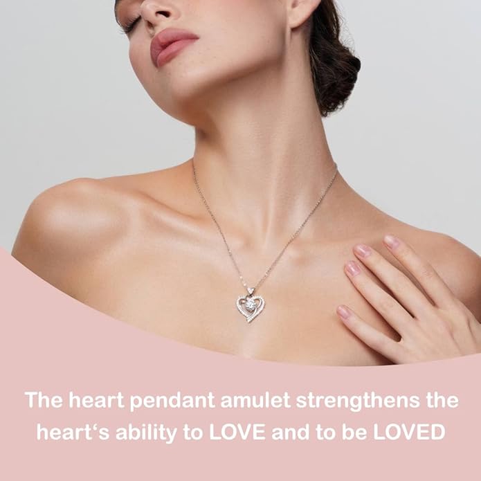Moissanite Pendant Necklace for Women – 925 Sterling Silver Necklace for Women Heart Pendant, Dainty Silver Jewelry Gift Box for Mom Wife Girlfriend – Birthday Anniversary (1-3 CT)