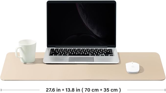 Leather Desk Mat - Non-Slip PU Desk Pad for Office and Home - Desk Organization and Accessories - Ideal for Large Mouse Pad and Desk Mats on Top of Desks (Apricot,27.6"x 13.8")