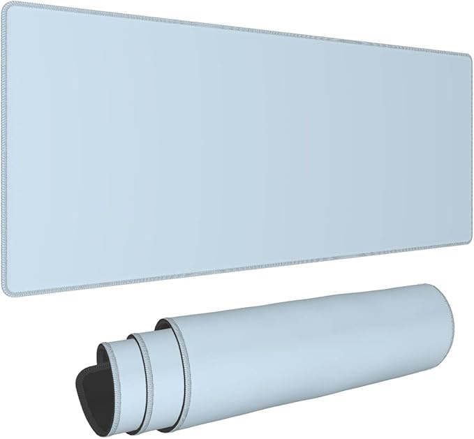 Light Blue Extended Large Gaming Mouse Pad XL 31.5"x11.8" Non-Slip Rubber with Stitched Edges, Extra Long Desk Mat Computer Laptop Writing Mat for Desktop Office Home