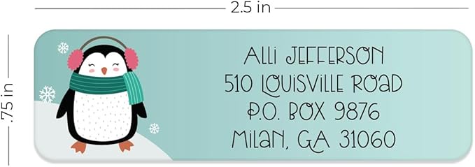 Whimsical Christmas Rolled Address Labels / 500 Personalized Return Address Labels/Designer Address Stickers in Elegant Plastic Dispenser