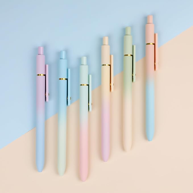 Ddaowanx Gel Pens,0.7mm Quick Dry Black Ink,Fine Point Smooth Writing Pen,Aesthetics Office School Supplies,Gifts for Women,stocking stuffers for teen girls (6 Pcs Gradient, Black)