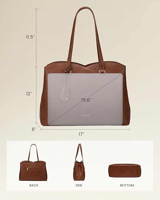 LOVEVOOK Laptop Tote Bag for Women, Work Bags Teacher Tote Bag, Leather Computer Bag Purses Handbag Professional Briefcase