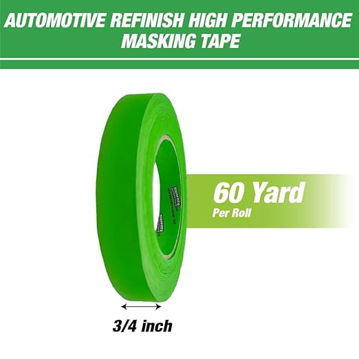 LAUCO DINOGREN High Performance Masking Tape for Car Paint, Heat & Water Resistant, Multi-Purpose Green (1.5 in (24 Rolls))