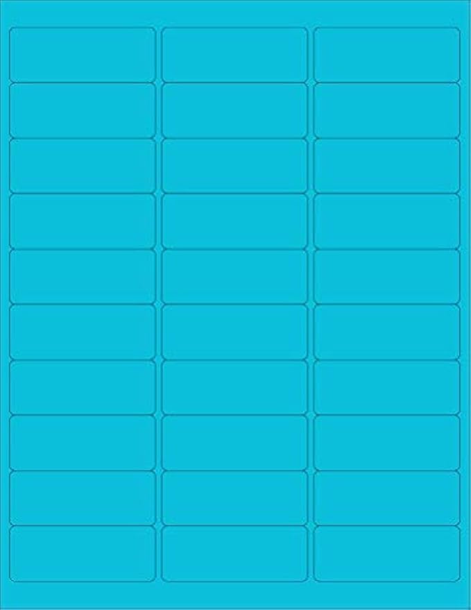 NextDayLabels - 8-1/2 x 11 Neon Color High Light Fluorescent Labels for Laser & Inkjet Printer (Blue Fluorescent, 1" x 2-5/8" - 30 Per Page | 3000 Labels)