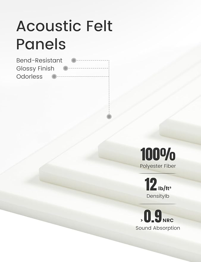 Large Felt Bulletin Board 48" x 36" Cork Board Alternative-12 Pack with 70 Safe Removable Adhesive Tabs, Cork Boards for Walls Cork Board for Home Office Classroom Pin Board - Milky White