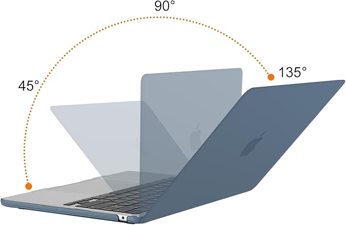 MOSISO Compatible with MacBook Air 13 inch Case 2025 2024 2023 2022 M4 A3240 M3 A3113 M2 A2681, Plastic Hard Shell&Keyboard Cover&Screen Film&Type C for MacBook Air 13.6 inch Case, Steel Blue