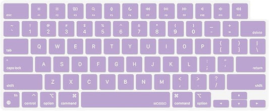 MOSISO Keyboard Cover Skin Compatible with MacBook Air 15 inch M3 A3114 M2 A2941/Air 13.6 A3113 A2681/Pro 14/16 M4 M3 M2 M1, Light Purple
