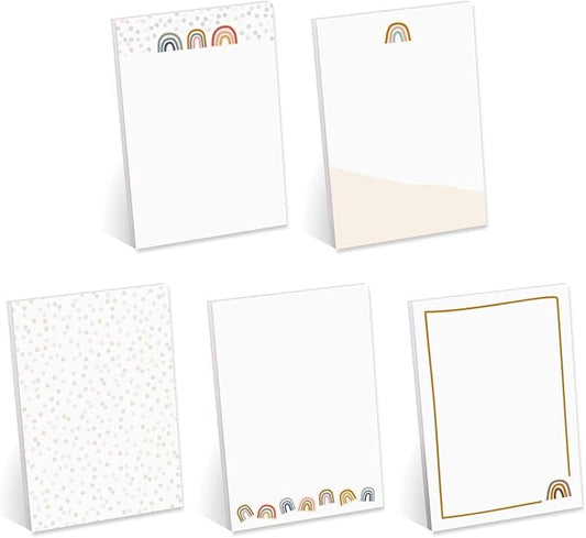 Modern Rainbow Sticky Note Pads / 4" x 6" Repositionable Trendy Boho Rainbow Sticky Notes / 50 Sheets Per Pad/Set of 5 Designs/Made in USA