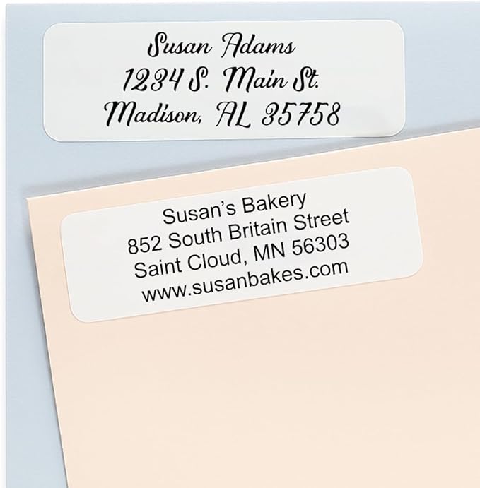 Personalized Address Labels - White or Clear Return Address Label on Sheets 2.5" x 0.75", Letter Stickers for Envelopes, Customizable Labels for Home or Office Use (200-500 Labels)
