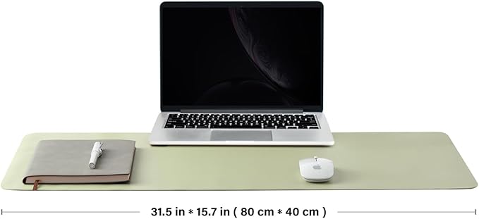 Leather Desk Mat - Non-Slip PU Pad for Office and Home - Organization Accessory - Ideal for Large Mouse Pads (Light Green, 31.5" x 15.7")