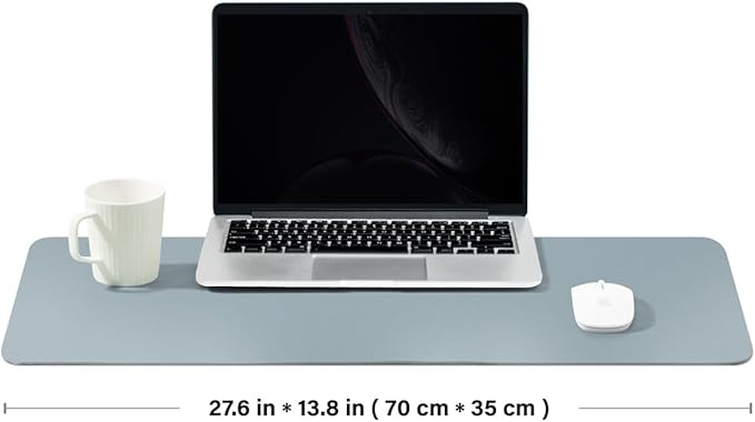Leather Desk Mat - Non-Slip PU Desk Pad for Office and Home - Desk Organization and Accessories - Ideal for Large Mouse Pad and Desk Mats on Top of Desks (Light Blue,27.6"x 13.8")