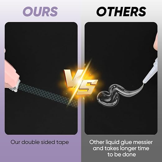 4-Pack Strong Double Sided Tape Roller, 0.23in x 16.4ft Adhesive Tape Glue for Gift Wrapping, Junk Journals, Paper Crafts, Essential Scrapbooking Supplies, Photo Mounting, School Office (Purple)