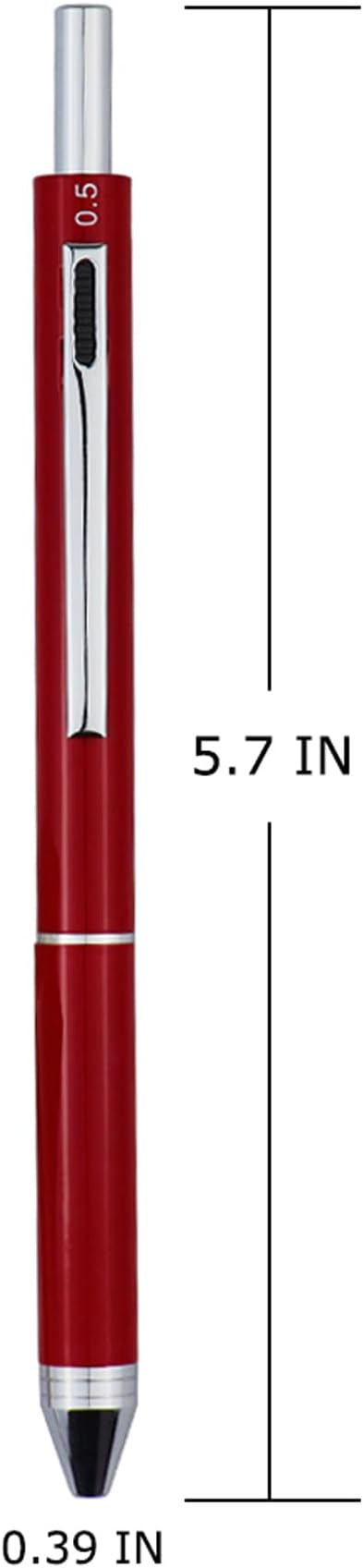 DUNBONG Metal Multifunction Pen, 4 in 1 Multicolor Pen, 0.5mm Mechanical Pencil, 1-Count (Red)
