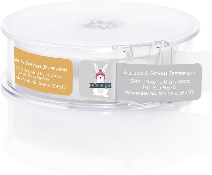 Woodland Holiday Animals Rolled Address Labels / 250 Personalized Return Address Labels/Designer Address Stickers in Elegant Plastic Dispenser