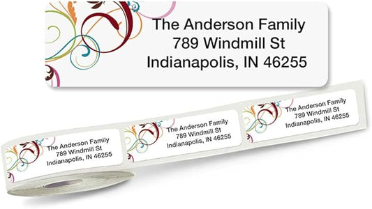 Colorful Images Fantasia Rolled Personalized Return Address Mailing Labels with Dispenser, Customize with Name & Shipping Address, 500 ¾” x 2½” Self Adhesive, Easy Peel Label Roll