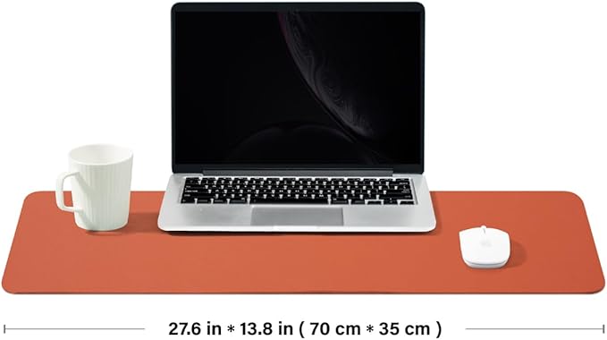 Leather Desk Mat - Non-Slip PU Desk Pad for Office and Home - Desk Organization and Accessories - Ideal for Large Mouse Pad and Desk Mats on Top of Desks (Orange,27.6"x 13.8")