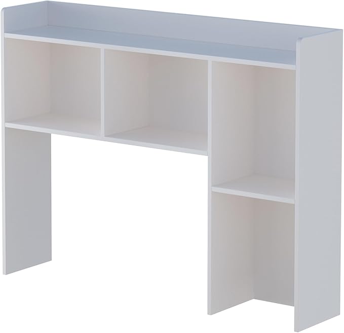 Wooden Desktop Hutch Bookshelf - Free Standing Desk Storage Shelf with Top Edge for Computer Desk, Desktop Bookcase for Dorm, Home or Office, Countertop Organizer, White, 45.3"