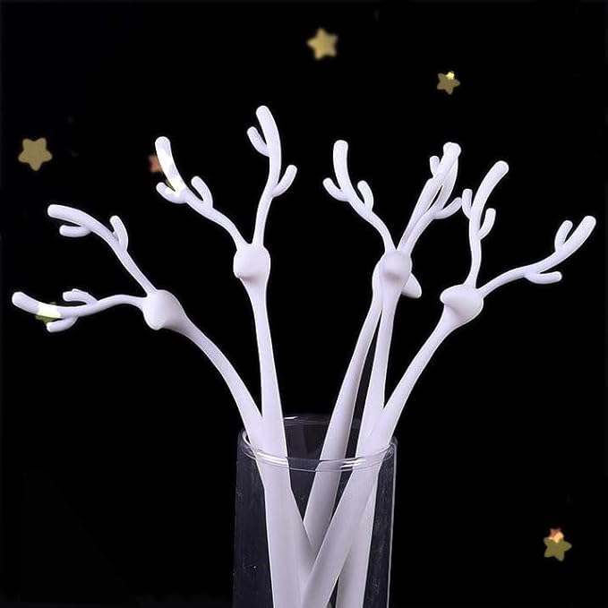 8 Pack Forest Deer Gel Pens, Christmas Pen Cute Animal Silicone Pen with 4 Colors & Soft Grip (Blue Ink), Aesthetic Kawaii Stationery for Journaling, School Supplies