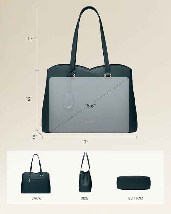 LOVEVOOK Laptop Tote Bag for Women, Work Bags Teacher Tote Bag, Leather Computer Bag Purses Handbag Professional Briefcase