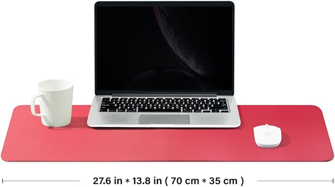 Leather Desk Mat - Non-Slip PU Desk Pad for Office and Home - Desk Organization and Accessories - Ideal for Large Mouse Pad and Desk Mats on Top of Desks (Rose Red,27.6"x 13.8")