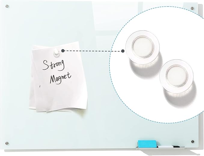 Magnetic Glass Whiteboard, 36"x48"(90x120cm) Frameless Dry Erase Board White Board Surface Wall Mounted for Office, Classroom & Home