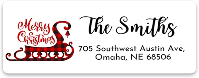 Personalized Christmas Return Address Labels - Custom Holiday Return Address Labels, Set of 120 Self Adhesive Mailing Rectangle Personalized Name Stickers (Pattern 5)