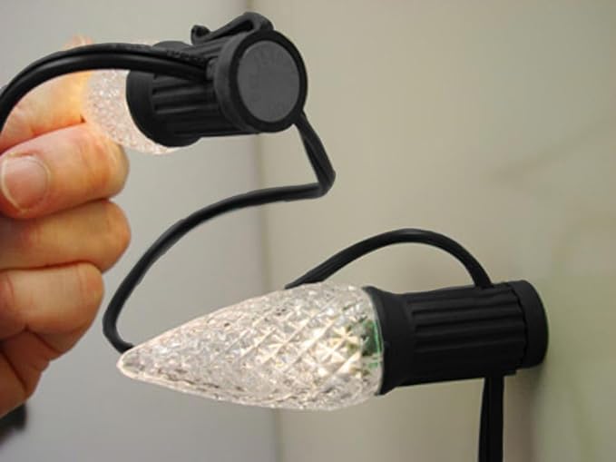 Novelty Lights C9 Light Stringer, 25 Feet Magnetic Socketed Holiday Light String, Black Wire with 12 Inch Spacing, E17 Sockets, for Indoor or Outdoor Steel Surfaces