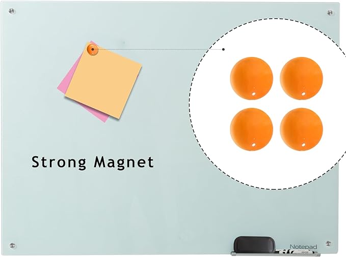 Magnetic Glass Dry Erase Board - White Board 48 x 96 Inch Wall Mounted Glass Whiteboard, Large Frameless White Board for Wall Office, Home & School,