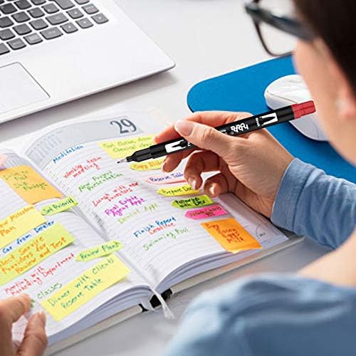 hhhouu 100 Colors Fine Tip Markers Dual Tip Brush Pens Art Markers Set for Adult Coloring Drawing Bullet Journals Planners Hand Lettering Calligraphy HO-100B