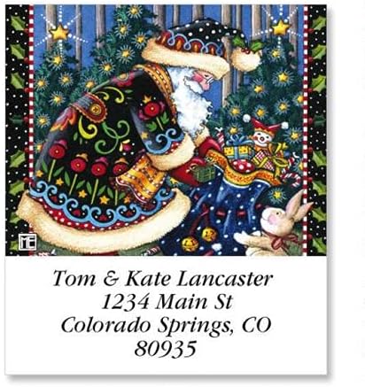 Mary Engelbreit Woodland Christmas Address Labels - Set of 144, Santa Labels, Self-Adhesive, Large Flat-Sheet Select Labels, by Colorful Images