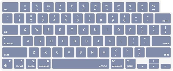 MOSISO Keyboard Cover Skin Compatible with MacBook Air 15 inch M3 A3114 M2 A2941/Air 13.6 A3113 A2681/Pro 14/16 M4 M3 M2 M1, Lavender Gray