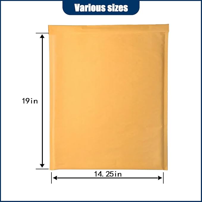 Natural Kraft Bubble Mailer Envelopes, Bubble Mailers 14.25x19 Inch, 10 Pack Padded Envelopes, Self-Seal Shipping Envelope,Tear-Resistant Mailing Envelope Padded