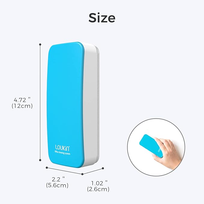 LOUKIN 2 Pack Magnetic Dry Erase Eraser, Whiteboard Eraser, Glass Board Eraser(Blue), 3.4 fl oz Whiteboard Cleaner * 2 Included, for Classroom, Home and Office Use