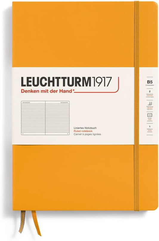 LEUCHTTURM1917 - Notebook Hardcover Composition B5-219 Numbered Pages for Writing and Journaling (Rising Sun, Ruled)