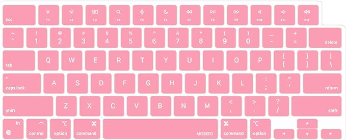 MOSISO Keyboard Cover Skin Compatible with MacBook Air 15 inch M3 A3114 M2 A2941/Air 13.6 A3113 A2681/Pro 14/16 M4 M3 M2 M1, Pink
