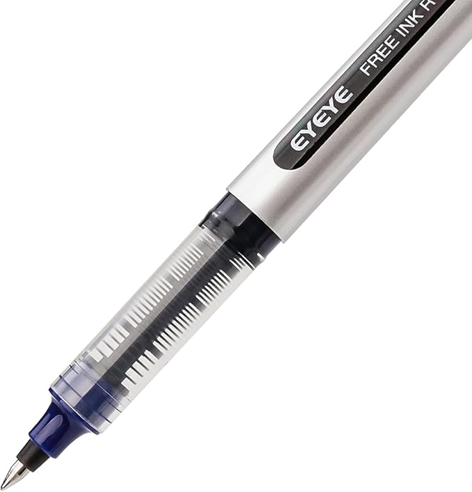 EYEYE Blue Ink Rollerball Pens Extra Fine Point Quick Dry, 8 Pack 0.5mm Liquid Ink Pen Fine Point Smooth Writing Pens for Journaling, Note Taking, Office, School Supplies